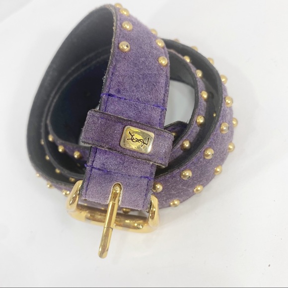 Yves Saint Laurent Accessories - YSL Purple Stud Vintage Waist Belt